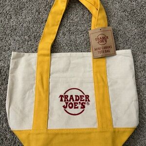 Yellow and Cream Trader Joe’s mini tote